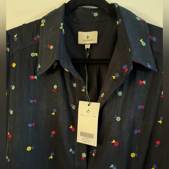 Tuckernuck Navy Embroidered Callahan Shirt Dress - Picture 5 of 8